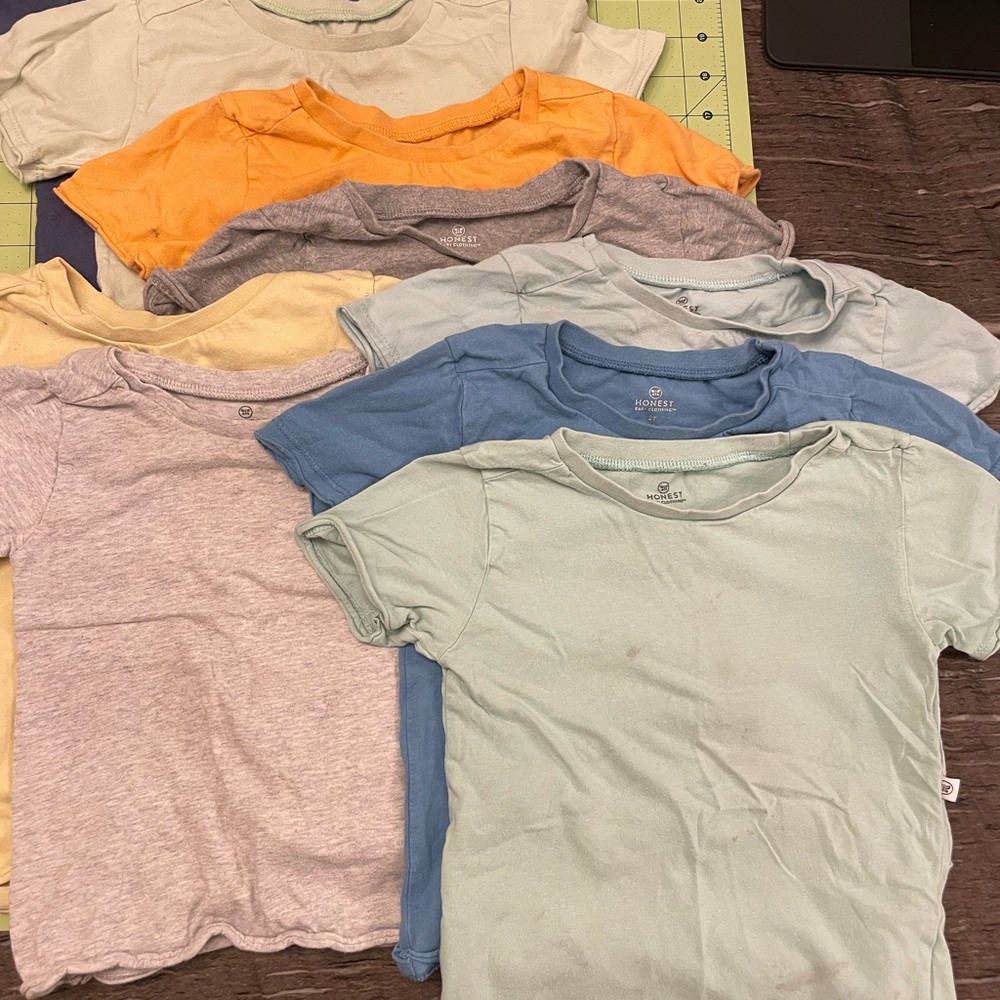 The Honest Company Kids Short Sleeve Tees - Blue, Gray, Yellow, Orange, Green